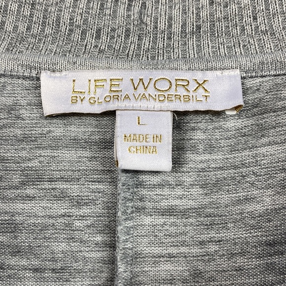 •Life Worx• SLOUCHY |mottled gray| drawstring [cowl neck] w <raglan sleeves> - Picture 6 of 10